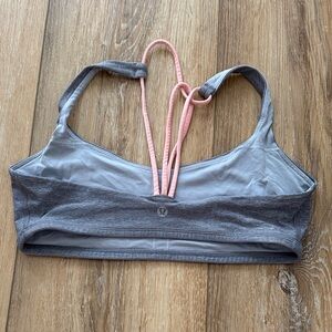 lululemon athletica Light Gray Sports Bra with orange Strappy Back size 6
